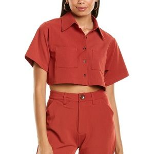 Red Button Up Crop Top